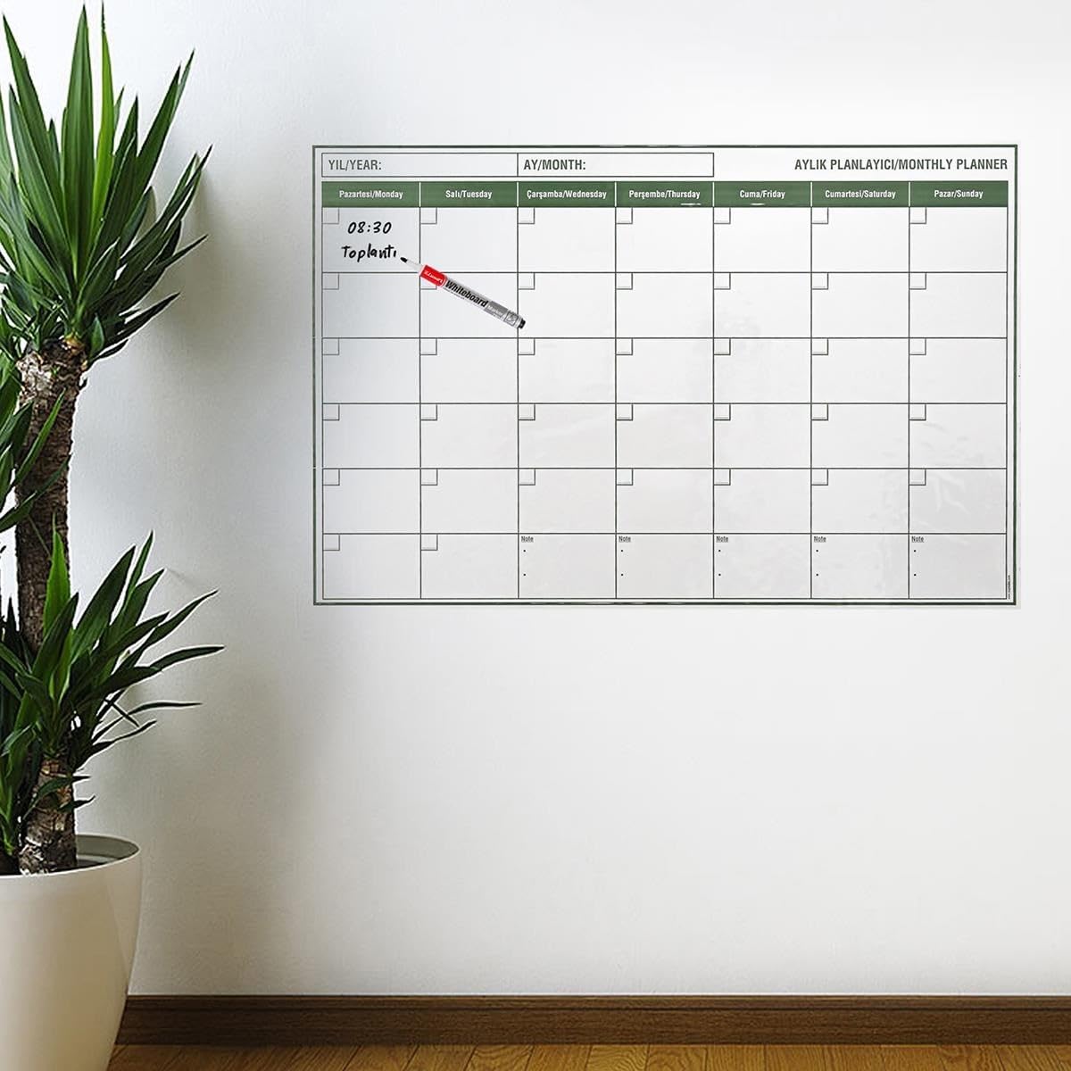 5DM-Manyetik Yapışkanlı Bir Aylık Program Planlayıcı Takvim 85x56 cm