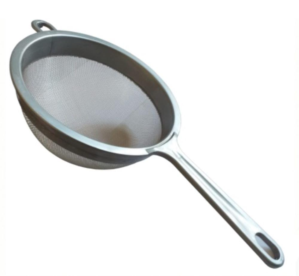 5DM-Plastik Saplı Paslanmaz Çelik Süzgeç - Gri - 17 cm