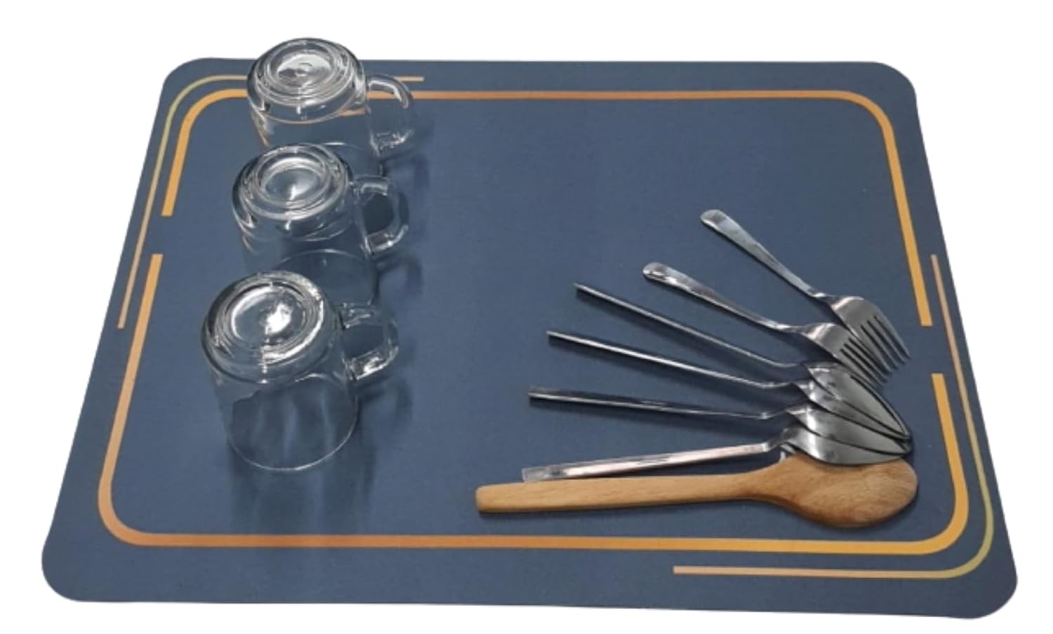 5DM-Bulaşık Kurutma Örtüsü Tezgah Üstü Bulaşık Matı Süper Emici Bulaşıklık (49 * 40) cm