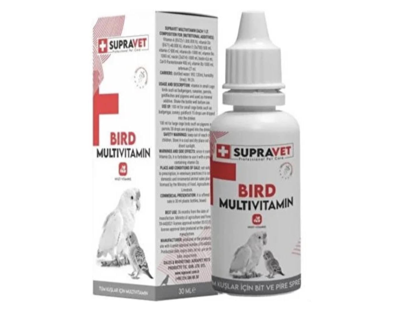Supravet Papağan Güvercin Kuşlar için Multi Vitamin 30 Ml
