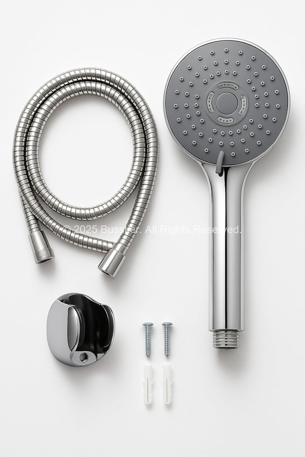 FEYZAYAPI 200 cm hortumlu Grande 5 fonksiyonlu duş seti, mafsallı duş takımı, tepe duş seti, banyo duş başlığı takımı paslanmaz