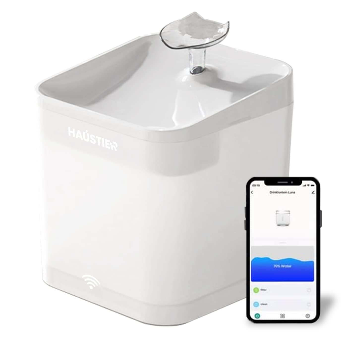 Haustier WF004 Akıllı Kedi Köpek Su Sebili Su Şelalesi Su Pınarı, Uv Su Filtrelemeli - Smart Wifi - Tuya App, Bpa Içermez,Ultra Sessiz (Beyaz)