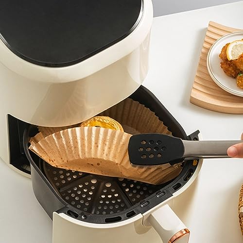 BUFFER® 50 Adet Air Fryer Pişirme Kağıdı Tek Kullanımlık Yağ Geçirmez 23 Cm Yuvarlak Pişirme Kağıdı XXL