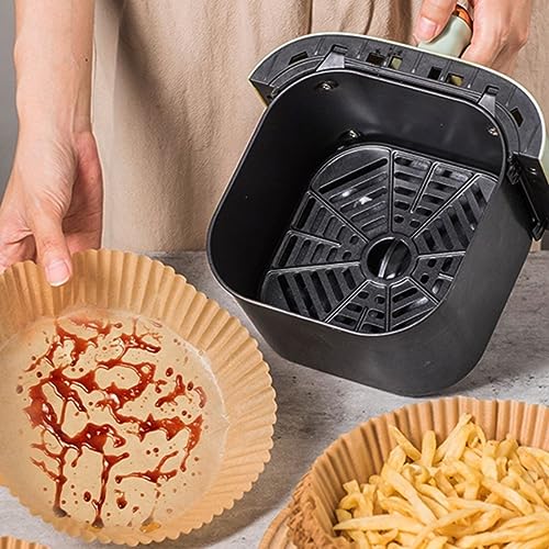 BUFFER® 50 Adet Air Fryer Pişirme Kağıdı Tek Kullanımlık Yağ Geçirmez 23 Cm Yuvarlak Pişirme Kağıdı XXL