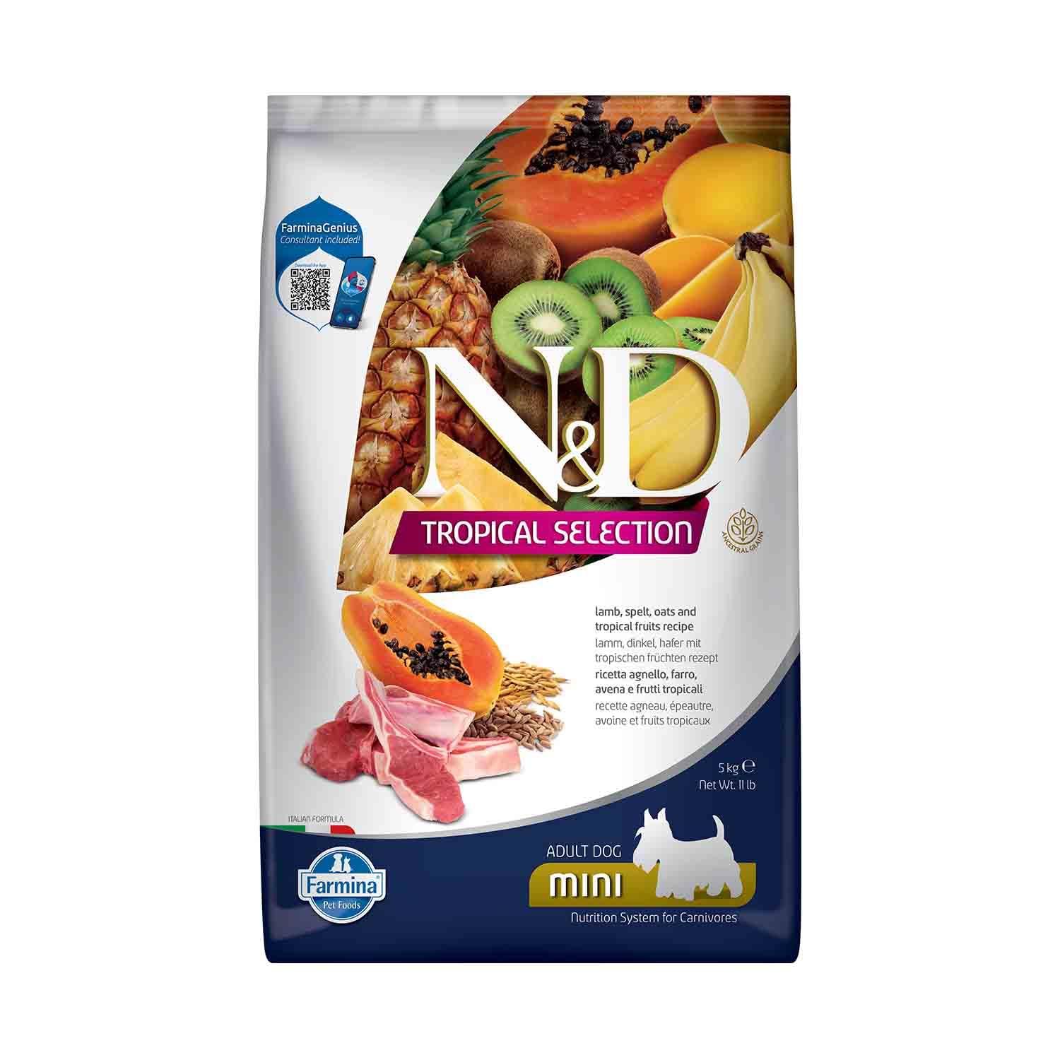 Nd N&D Tropical Selection Kuzu Etli Ve Tropikal Meyveli Mini Irk Yetişkin Köpek Maması 5 Kg