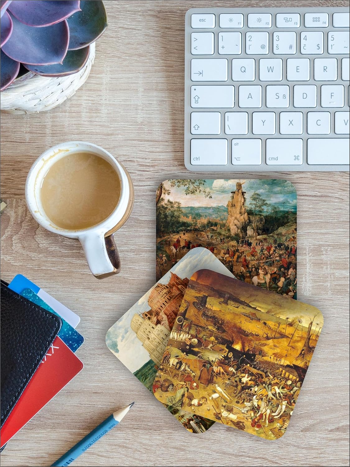 Karbonsoft Dünya Tarihi 103 Ünlü Temalı Ahşap Bardak Altlığı Ahşap Baskılı Altlık 6'lı set (9 x9CM) karbonNM17