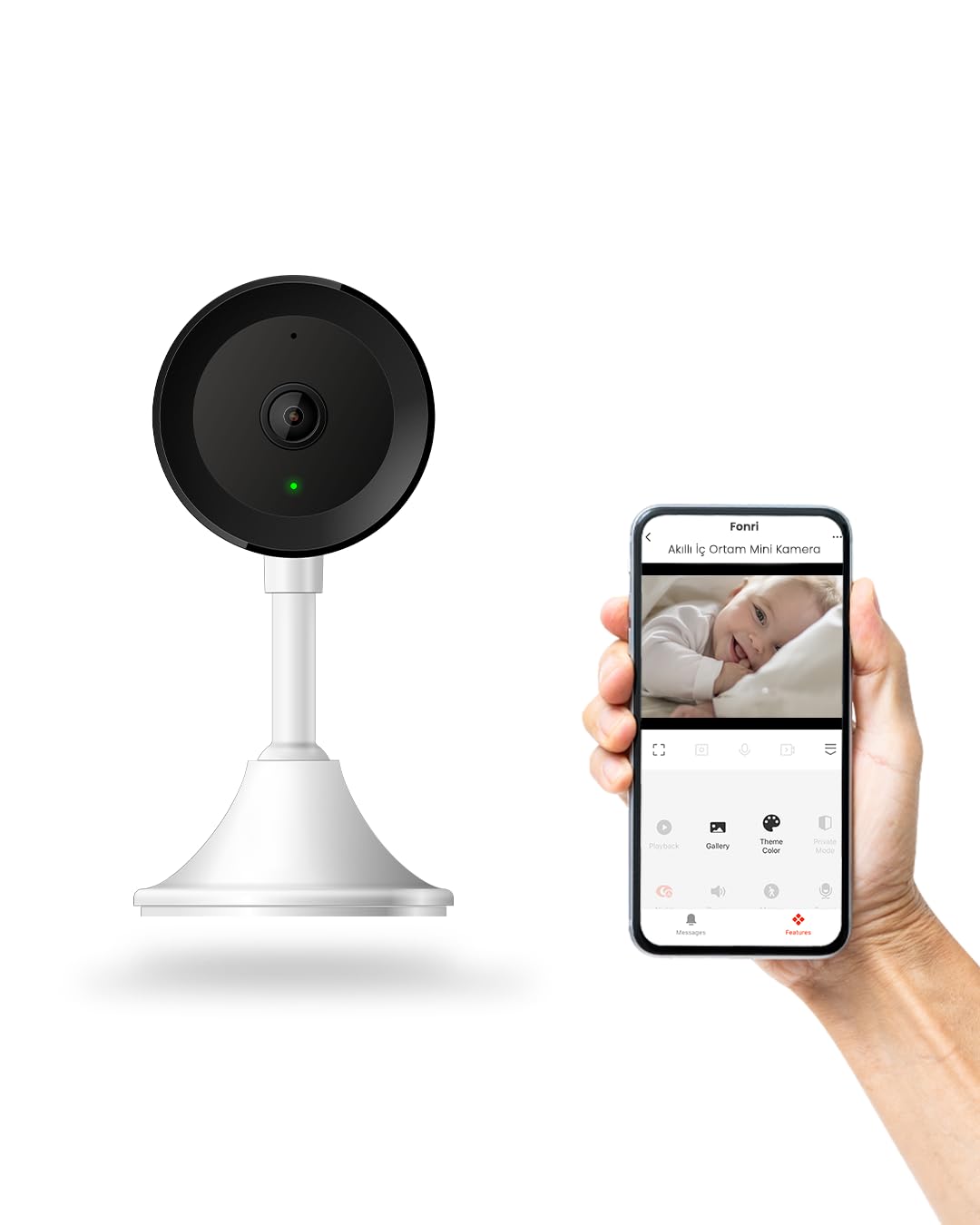 Fonri Akıllı Çocuk ve Bebek Kamerası; Uzaktan Kontrol, 2 Yıl Garanti, Çift Yönlü Konuşma