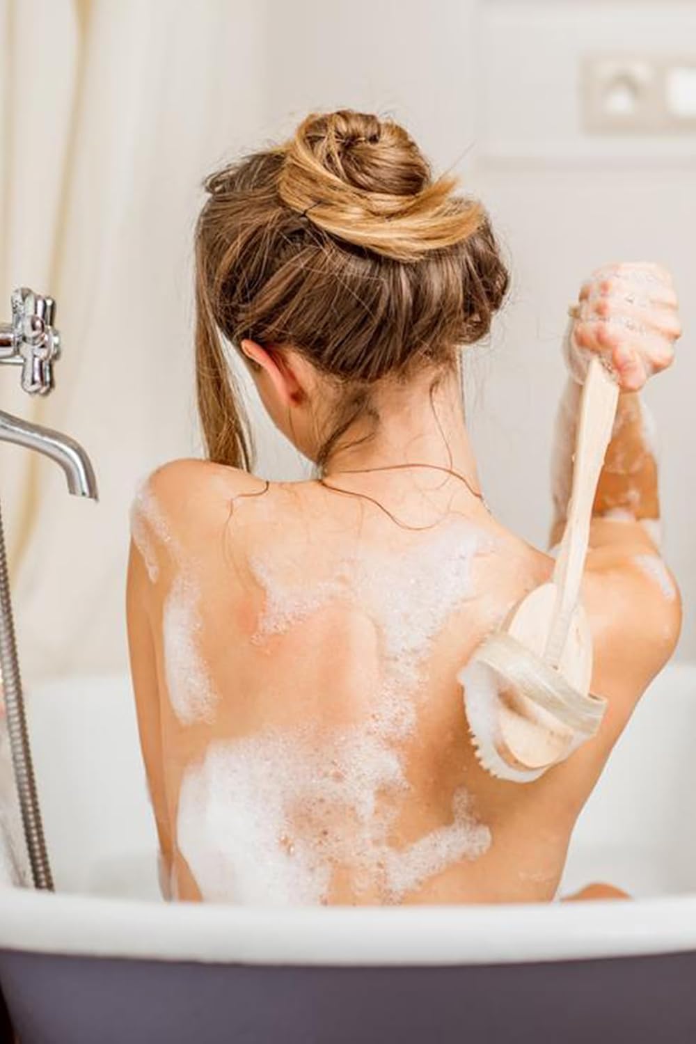 Mobee Banyo Peeling Duş Lifi Vücut Fırçası Sırt Kesesi Kuru Fırçalama At Kılı Selülit Giderici Ahşap 1450