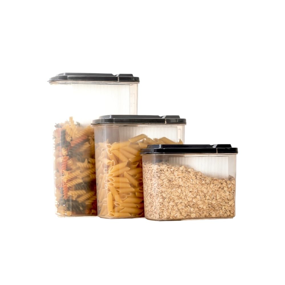 Deconox 3'lü Erzak Saklama Kabı 2400 x 1700 x 1200ml - 3'lü Kuru Gıda Saklama Kabı Toplam 5300ml
