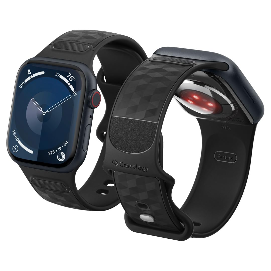 Spigen Caseology Apple Watch 42mm Seri 11/10-41mm Seri 9/8/7-40mm Seri SE2/SE/6/5/4 ile uyumlu Kordon Kayış Band Parallax Matte Black - AMP07136