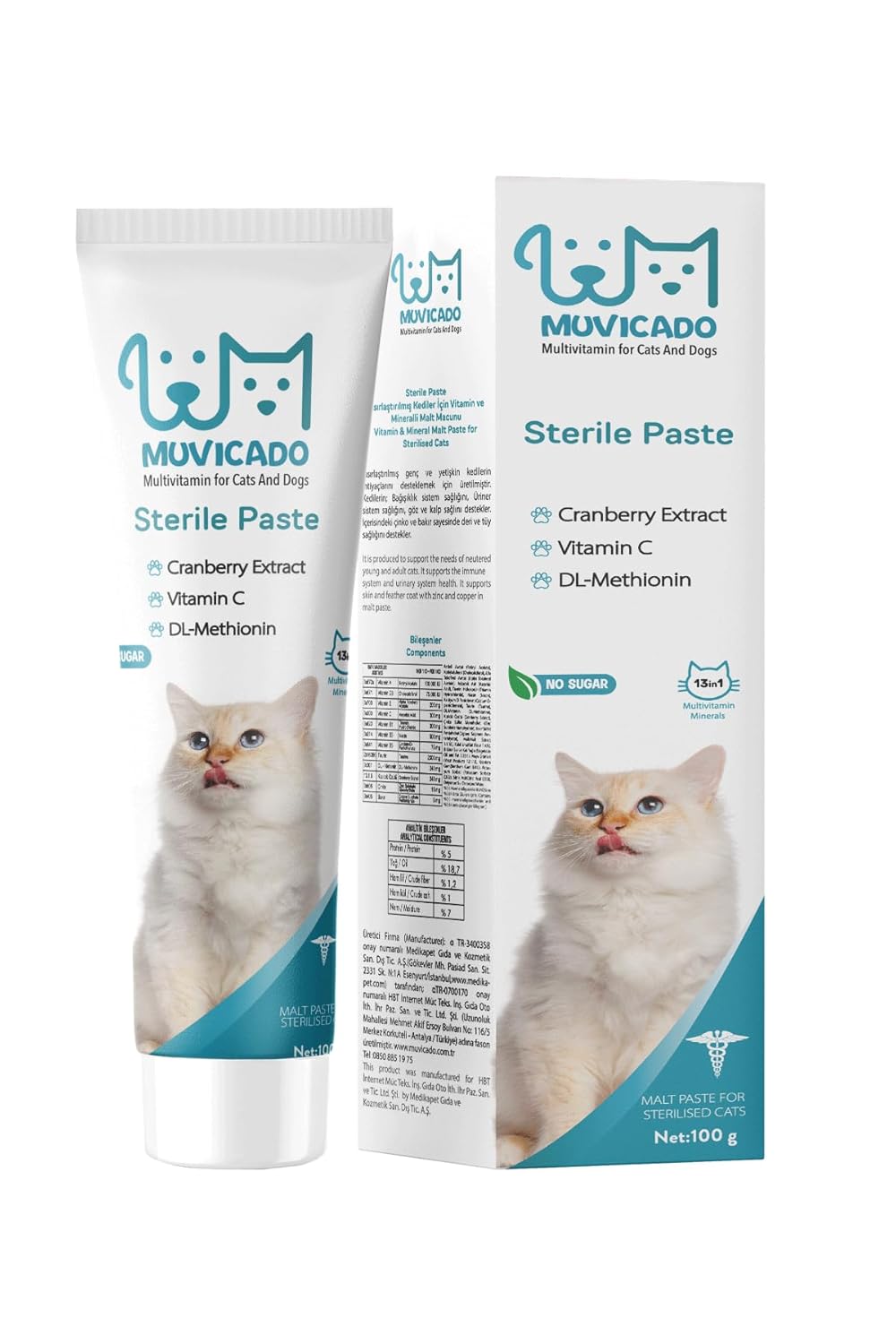 Muvicado Kısırlaştırılmış Kedilere Özel Multi Vitaminli Malt Sterile Macun - Sterile Paste 100 g