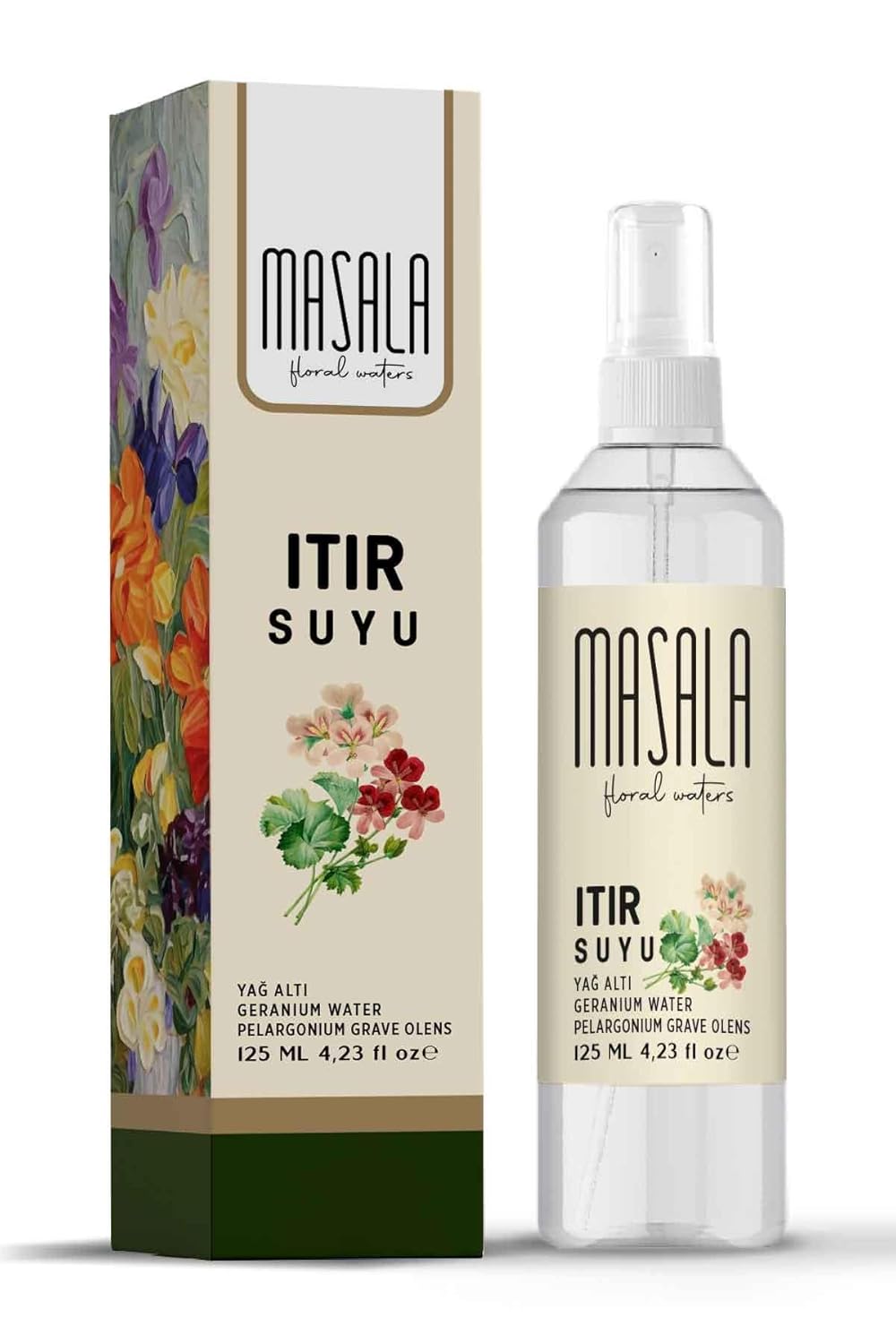 Masala Saf Itır Suyu (Sardunya) 125 ml%100 Doğal Yağlı Hidrosol - Tonik Geranium Floral Water Hydrosol Tonic