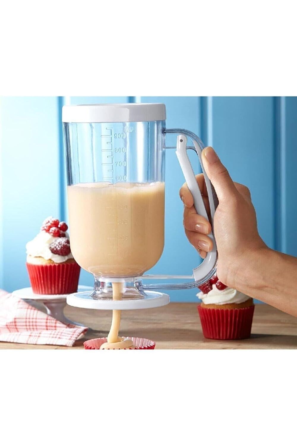 QNİAY Pankek Dağıtıcı Hamur Porsiyonlayıcı Şekillendirici 900 ml Dökme Aparatı