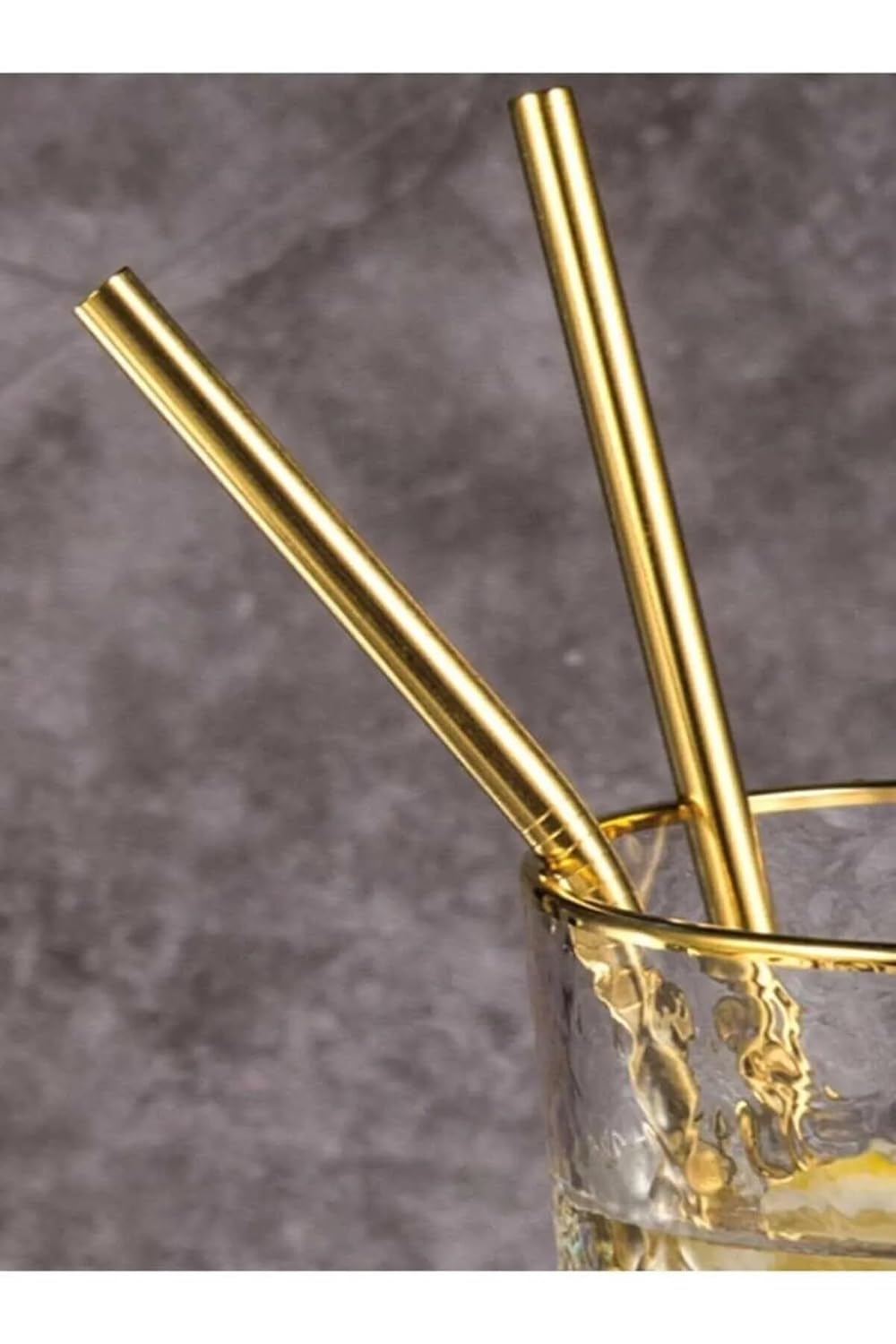Orret Home 2'Li Gold Paslanmaz Çelik Pipet, Temizleme Fırçası, Metal Pipet