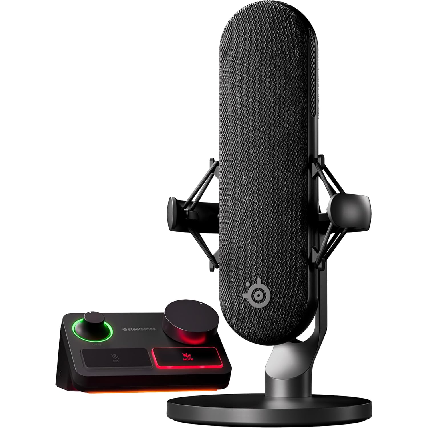 SteelSeries Alias Pro Kit —XLR Mikrofon + Yayın Mikseri —Oyun, Yayın ve Podcast’ler için 3 Kat Daha Büyük Kapsül—USB/XLR Ara Birimi—Ücretsiz Sonar Ses Yazılımı—Özel Kumandalar—RGB—Tek veya Çift PC