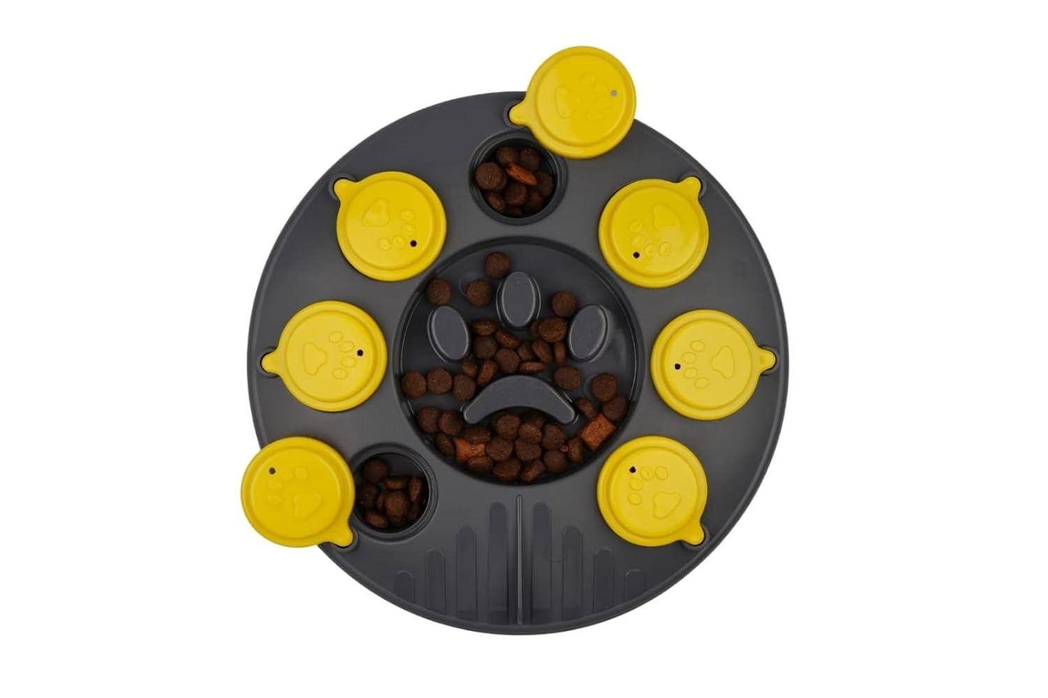 Glipet Kedi Köpek Bulmacası ve Yavaş Yeme Mama kabı Gri-sarı