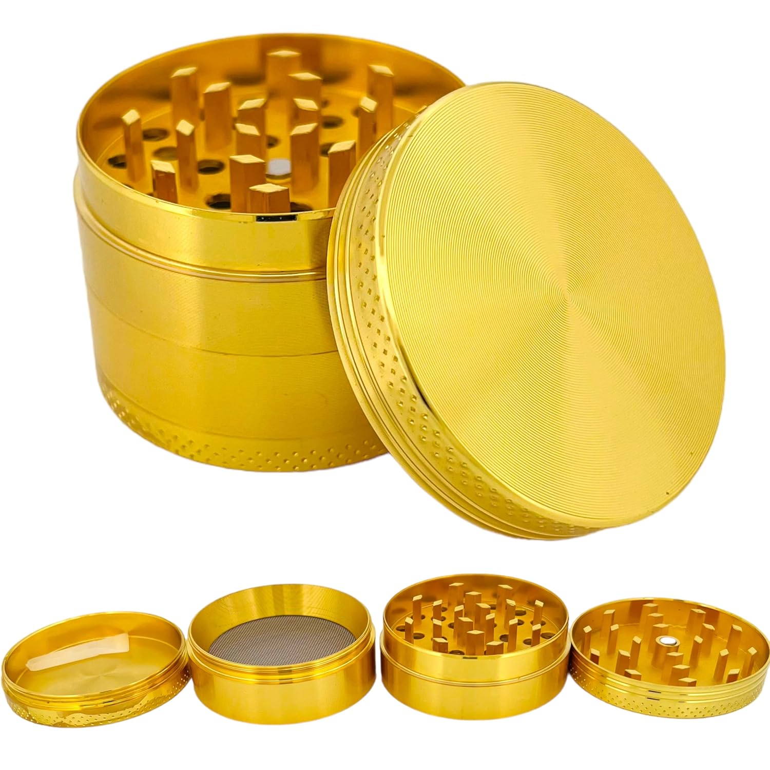 EFOTECH GRINDER Parçalayıcı Metal baharat öğütücü herb spice 4 katmanlı 40MM / 50MM / 63MM (GOLD, 50MM), ETG-40M-SYH