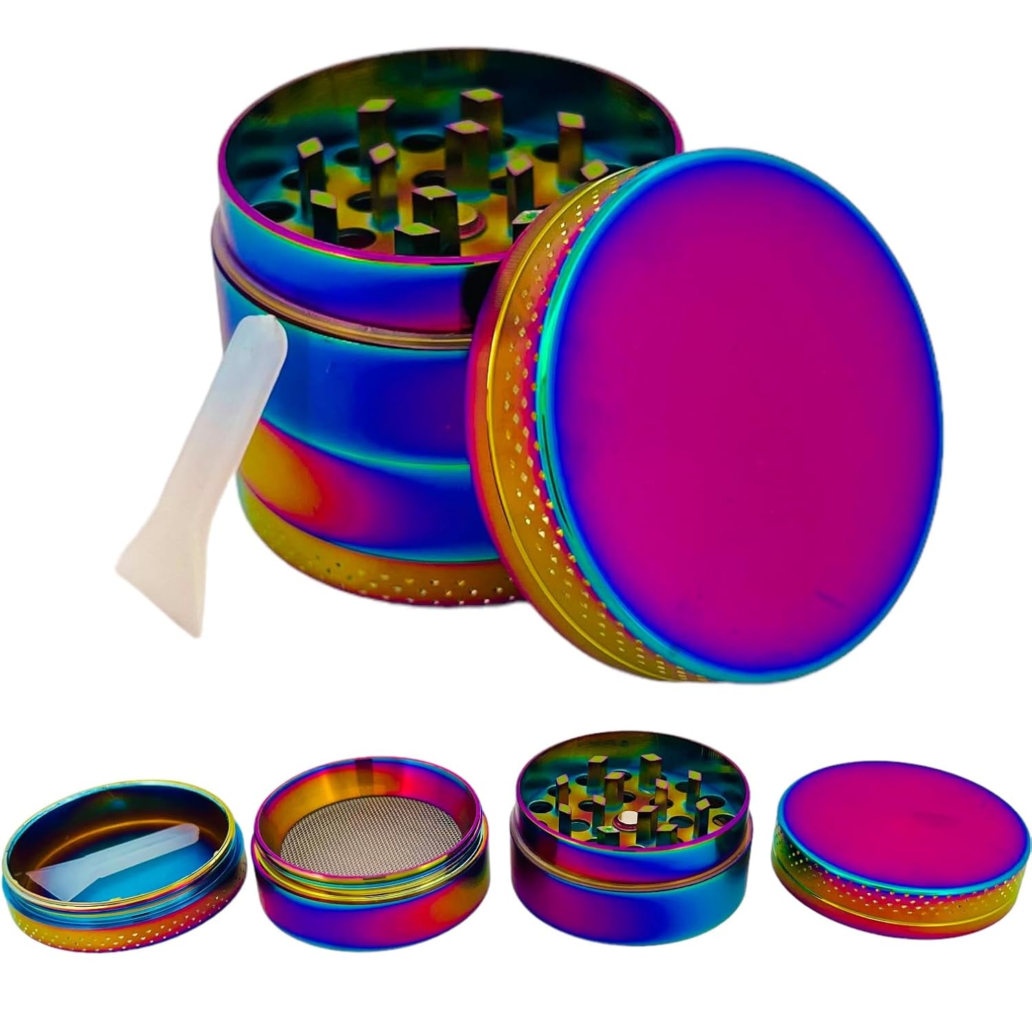 EFOTECH GRINDER Parçalayıcı Metal baharat öğütücü herb spice 4 katmanlı 40MM / 50MM / 63MM (RAINBOW, 40MM), ETG-40M-SYH