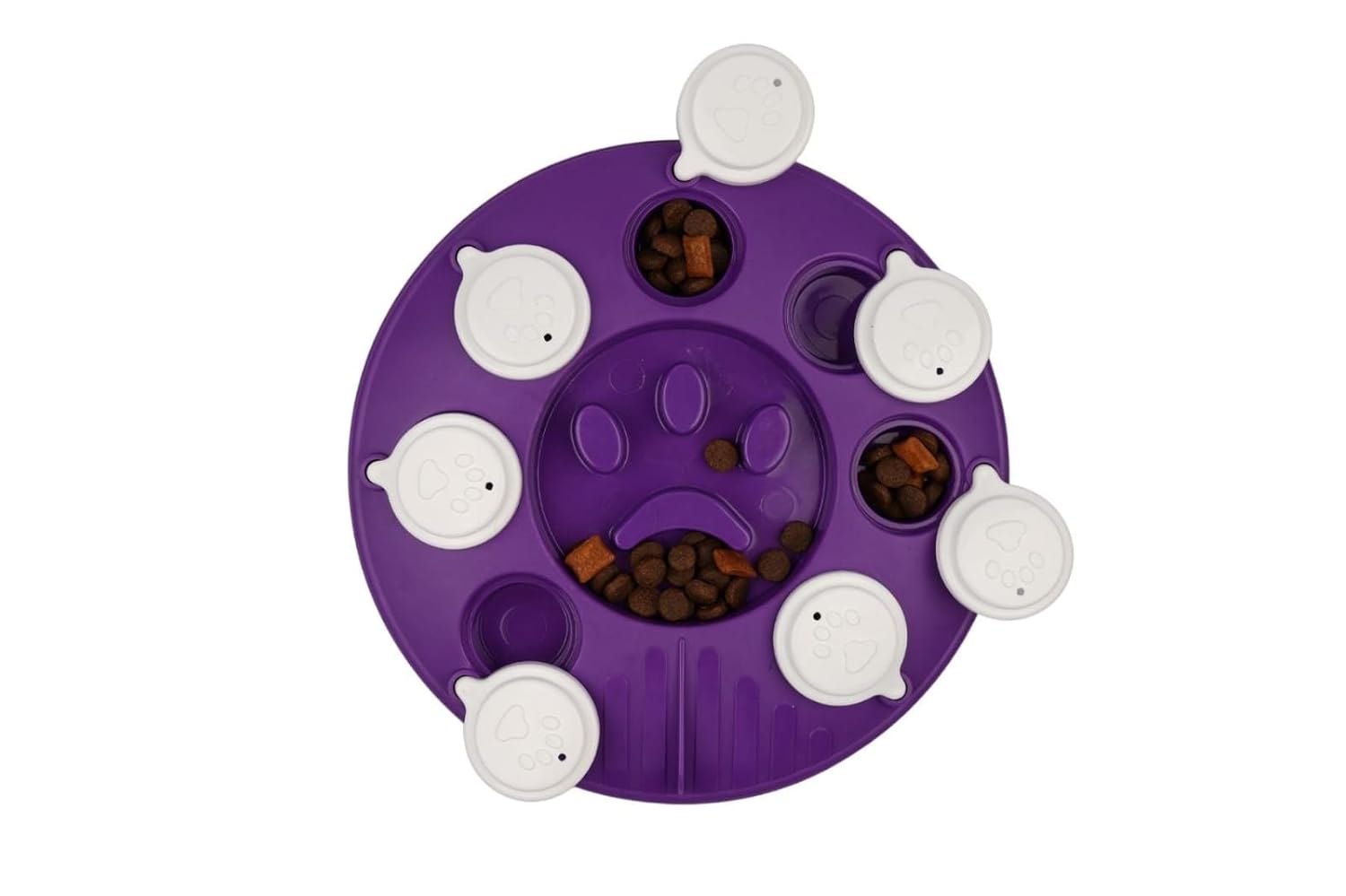Glipet Kedi Köpek Bulmacası ve Yavaş Yeme Mama kabı Mor-Beyaz