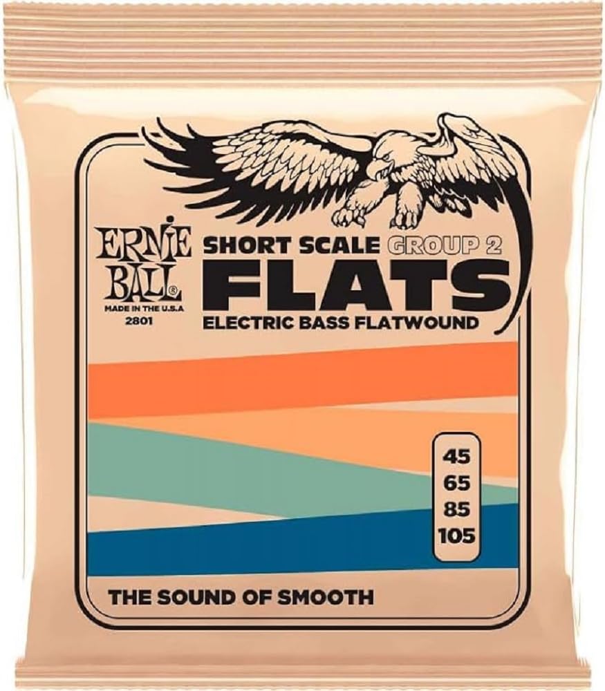 Ernie Ball Short Scale Flatwound Group 2 elektrikli bas teli, kalınlık 45-105