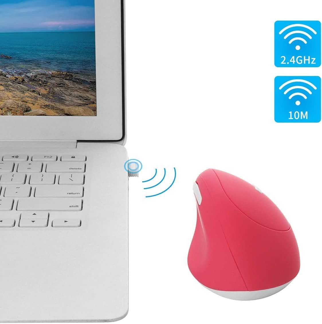 Valkyrie Y08 Dikey Kablosuz 2.4G Sessiz Şarjlı 6 Tuşlu Vertical Mouse 1600DPI 400mAh Pembe