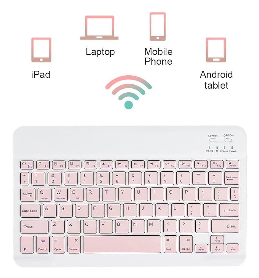 Valkyrie Bluetooth 10 inç Ios Windows Android Uyumlu Kablosuz Klavye - Türkçe - Şarjlı - Sessiz - Multimedia - Ultra İnce Pembe