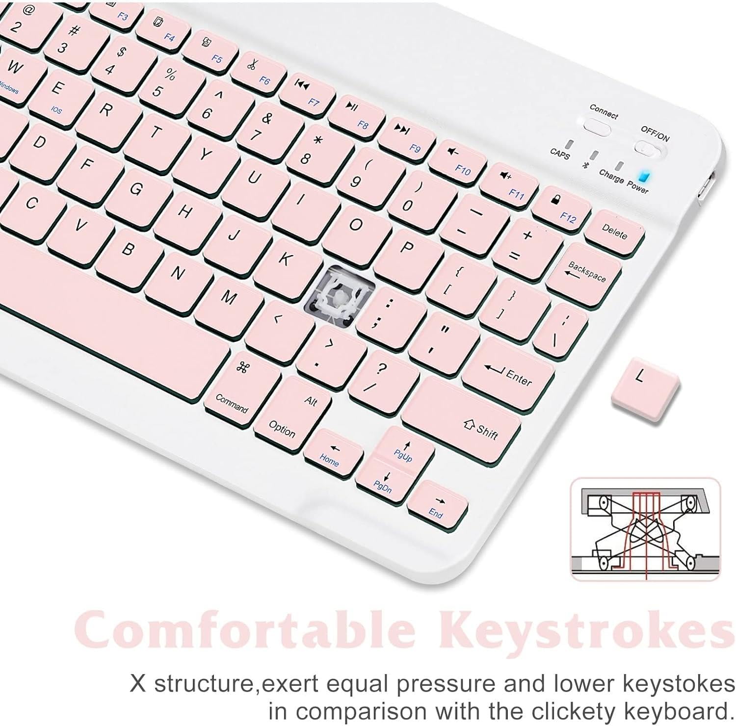Valkyrie Bluetooth 10 inç Ios Windows Android Uyumlu Kablosuz Klavye - Türkçe - Şarjlı - Sessiz - Multimedia - Ultra İnce Pembe