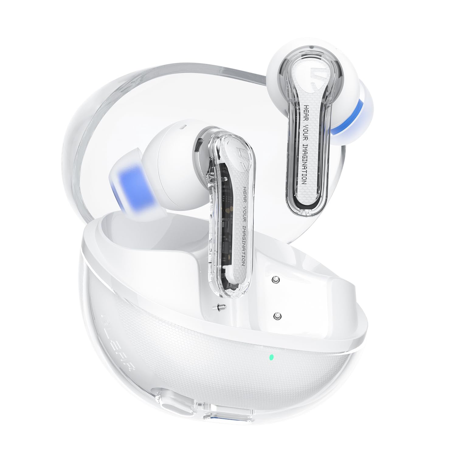 SoundPEATS Clear Beyaz Bluetooth Kulaklık, Kablosuz Kulak içi Kulaklık, Bluetooth 5.3, 40 Saat Oynatma Süresi, 12 mm Sürücü ve ENC'li çift Mikrofon, Net Aramalar, Oyun Modu, Uygulama Kontrolü