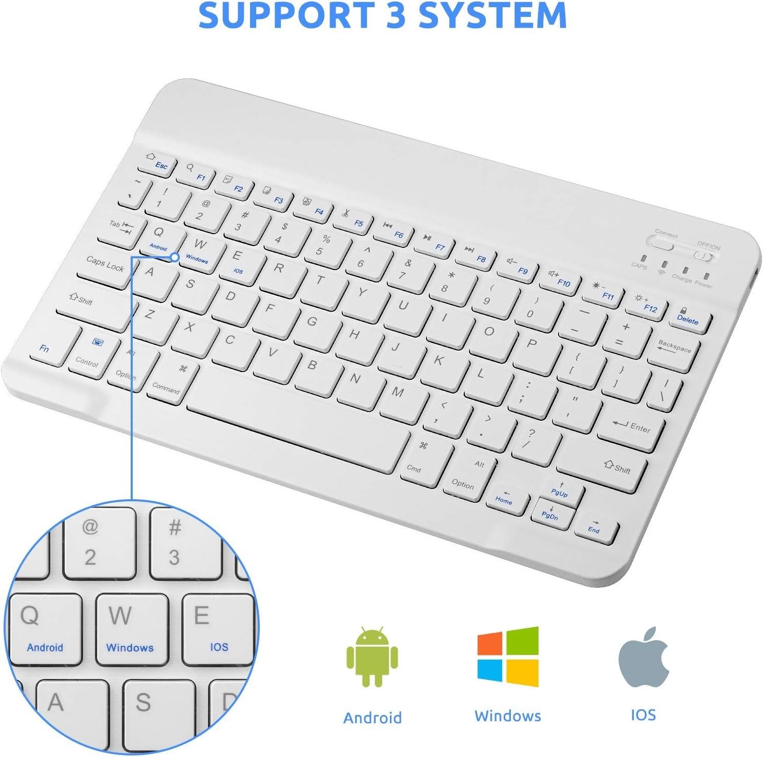 Valkyrie Bluetooth 10 inç Ios Windows Android Uyumlu Kablosuz Klavye - Türkçe - Şarjlı - Sessiz - Multimedia - Ultra İnce Beyaz