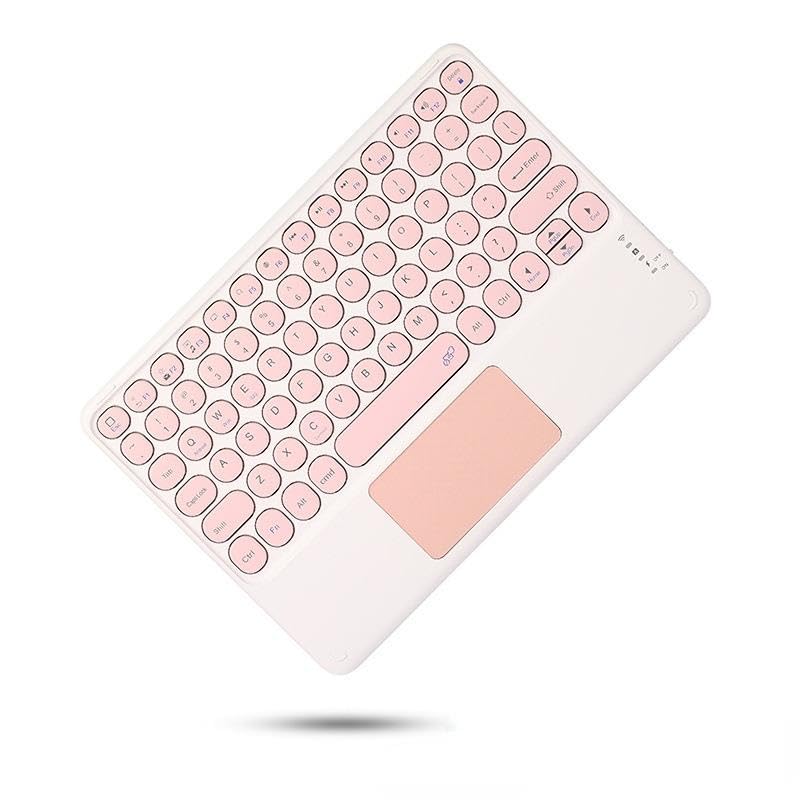 Valkyrie Kablosuz Touchpad Bluetooth Klavye - Ios Android Windows Uyumlu - TÜRKÇE Dil - Şarjlı - Ultra İnce - Type-C Giriş Pembe
