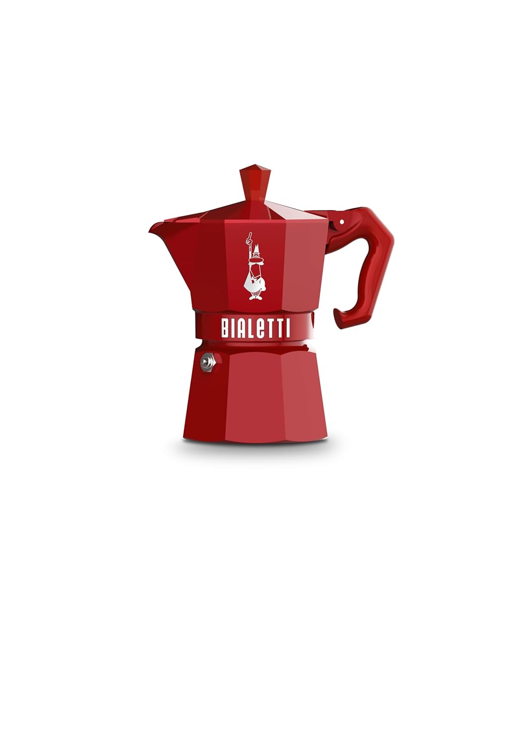 Bialetti - Moka Exclusive: 3 Cups Ocak Üstü Espresso Pişirici - 130ml - Kırmızı Renk - Alüminyum Gövde - Patentli Güvenlik Valfi - Tüm Ocak Türleri İçin Uygundur (İndüksiyon Hariç)