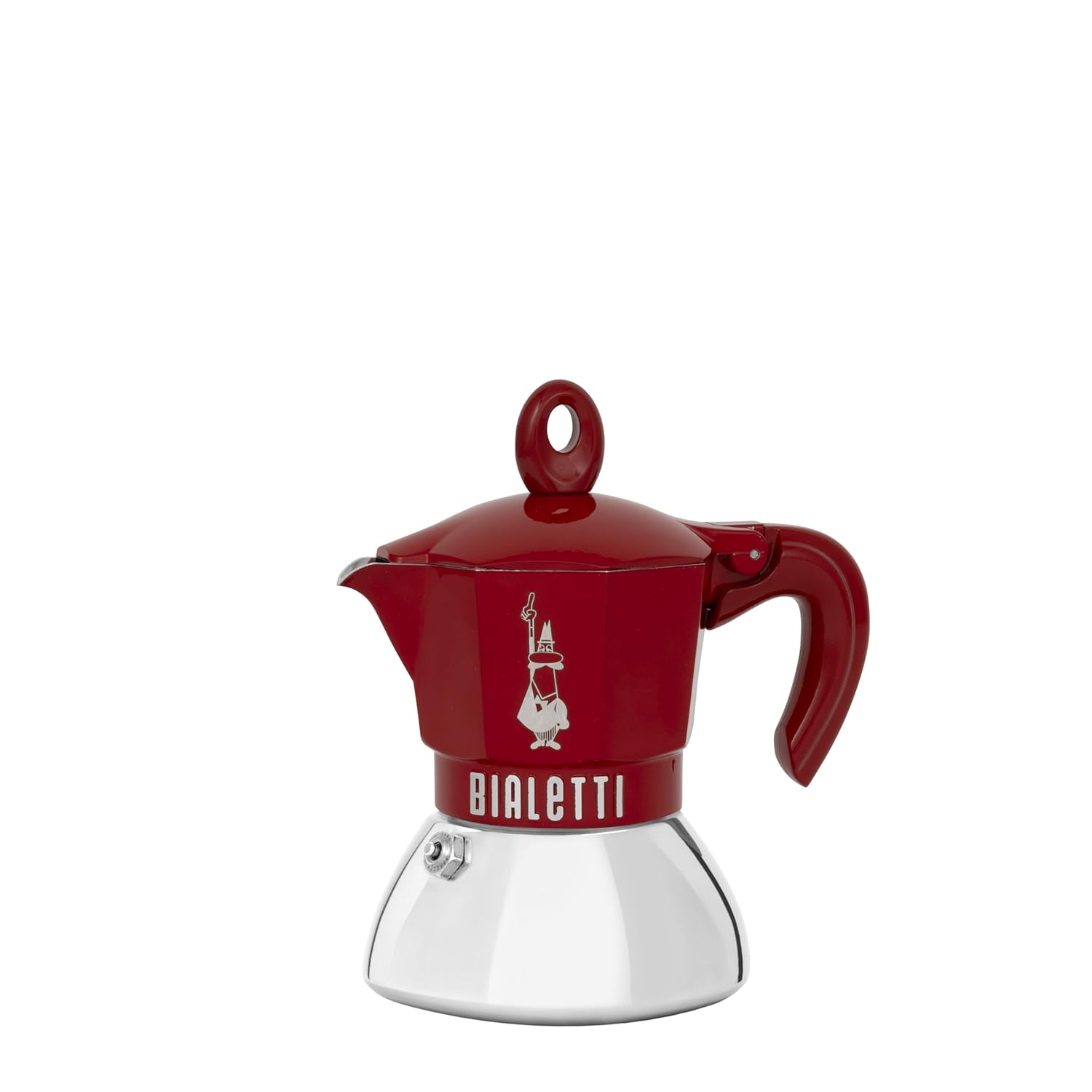 Bialetti - Moka Exclusive İndüksiyon: 2 Cups Ocak Üstü Espresso Pişirici - 100ml - Kırmızı Renk - Alt Hazne: Dış Paslanmaz Çelik İç Alüminyum - İndüksiyon Ocak Türleri İçin Uygundur