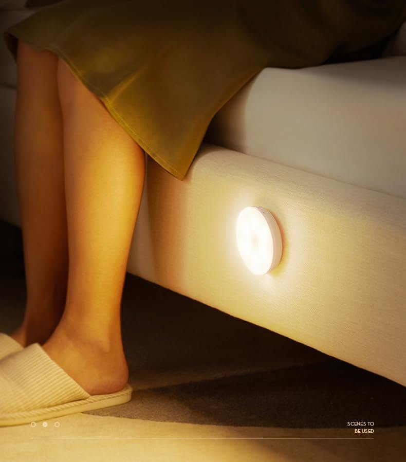 Amber LED Hareket Sensörlü Ledli Gece Lambası Şarj Edilebilir, Taşınabilir 4000k Günışığı (2 Adet)