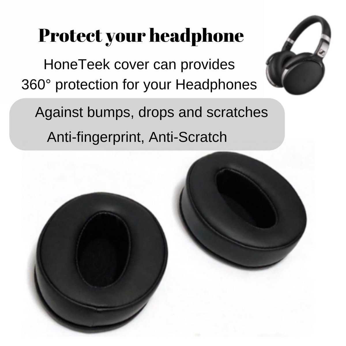 Sennheiser HD 450BT/ 4.50SE/ 4.50SE/ 4.40BT/ 4.30G/4.20S/458BT / HD 350BT/ HD300 kablosuz kulaklıklar için yedek HD 4.50 BTNC kulaklık altlıkları, protein deri yumuşak bellek sünger kulak kupası