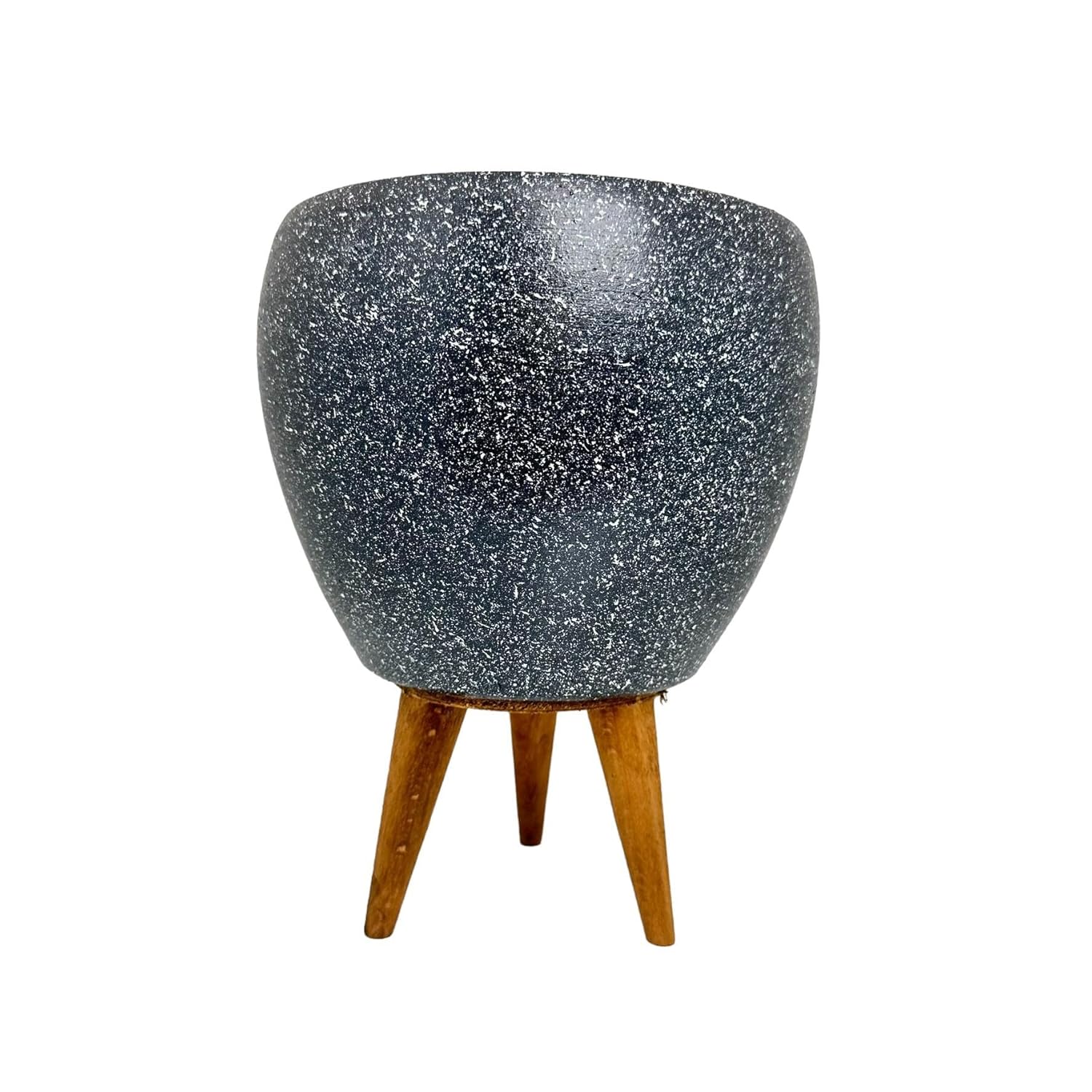 Bitki Tasarımı Ev Dekorasyon Gri Granit Toprak Saksı Saksılık Salon Çiçeklik 3 Ayaklı - 15 CM