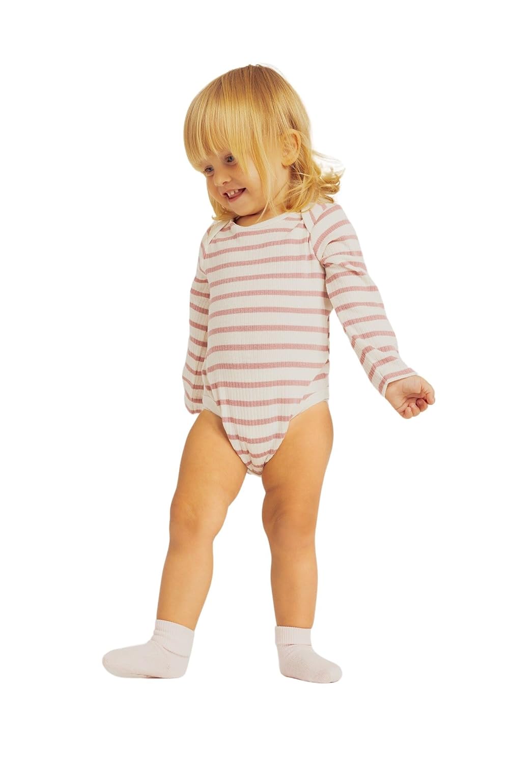 DeFacto Kız Bebek Kız Bebek Yeni Doğan Zarf Yaka Çizgili Fitilli Kaşkorse Uzun Kollu Çıtçıtlı Body,
