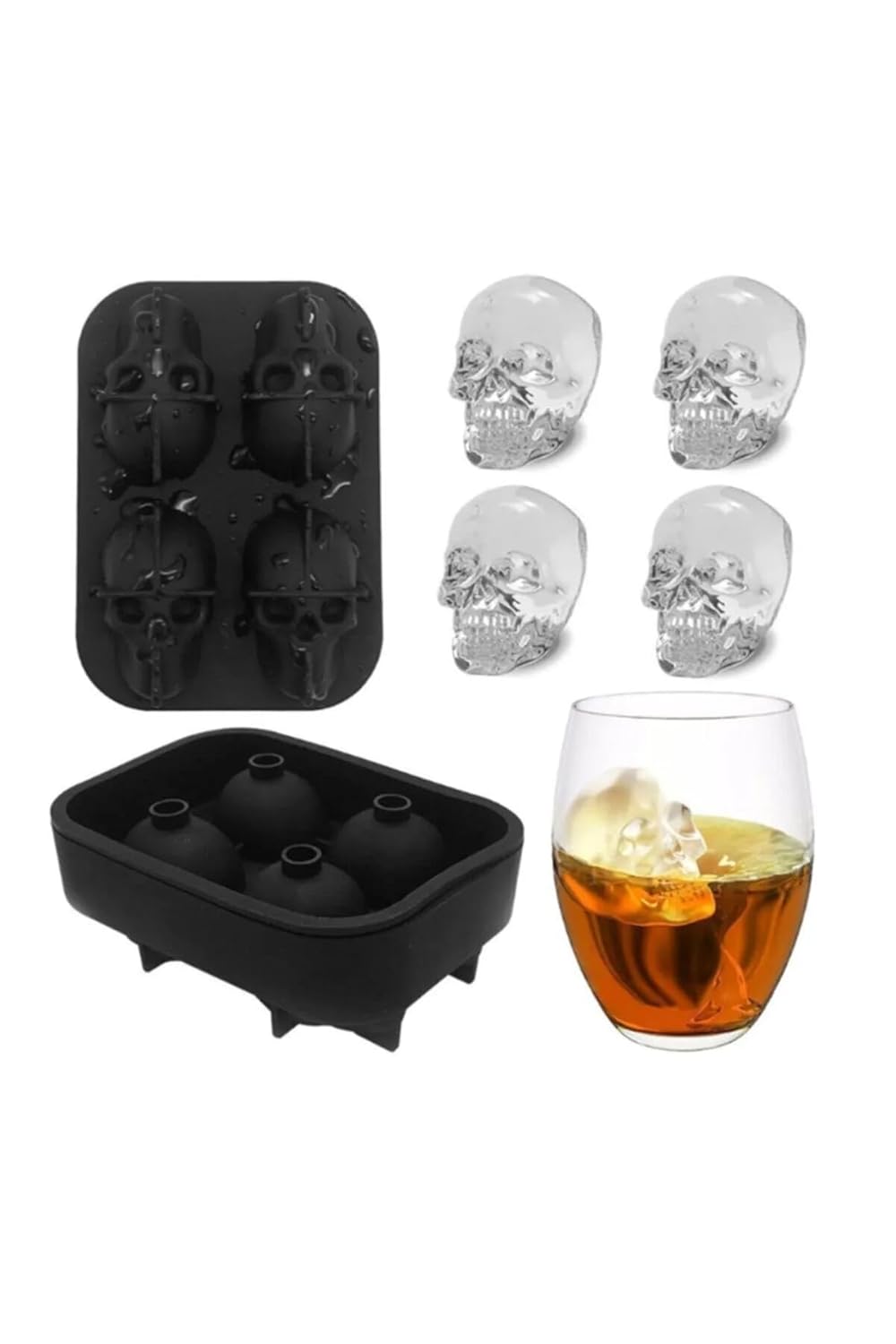 FETHİYE TOPTAN (Kuru Kafa Buzluk) 4 Lü Kafatası Buzluk, Kokteyller Ve Partilerin Aranan Buz Kalıbı, FT782378