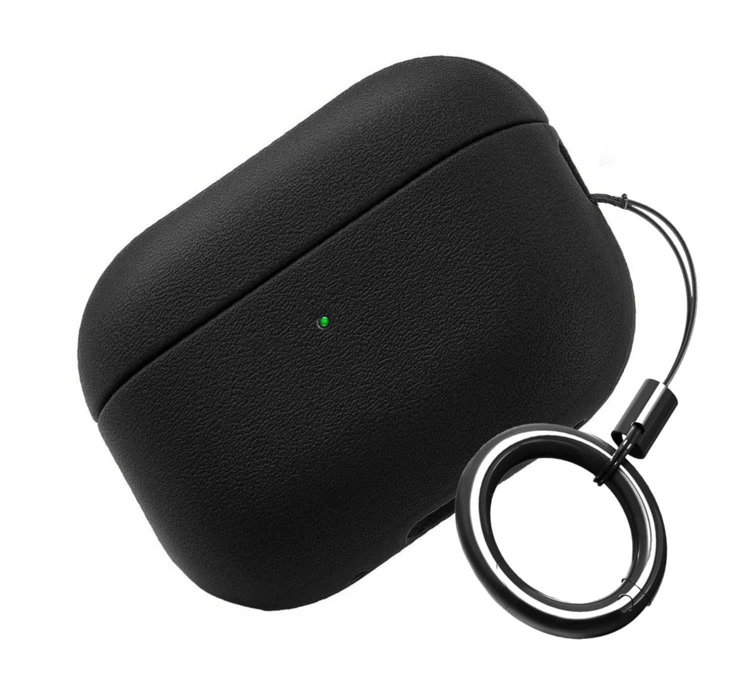 Minesk Airpods Pro 2 ile Uyumlu Leather Skin Serisi Parmak İzi Tutmayan Dış Yüzeye Sahip ve Mükemmel Koruma Sağlayan Orta Sertlikte Silikon Kılıf (Siyah)