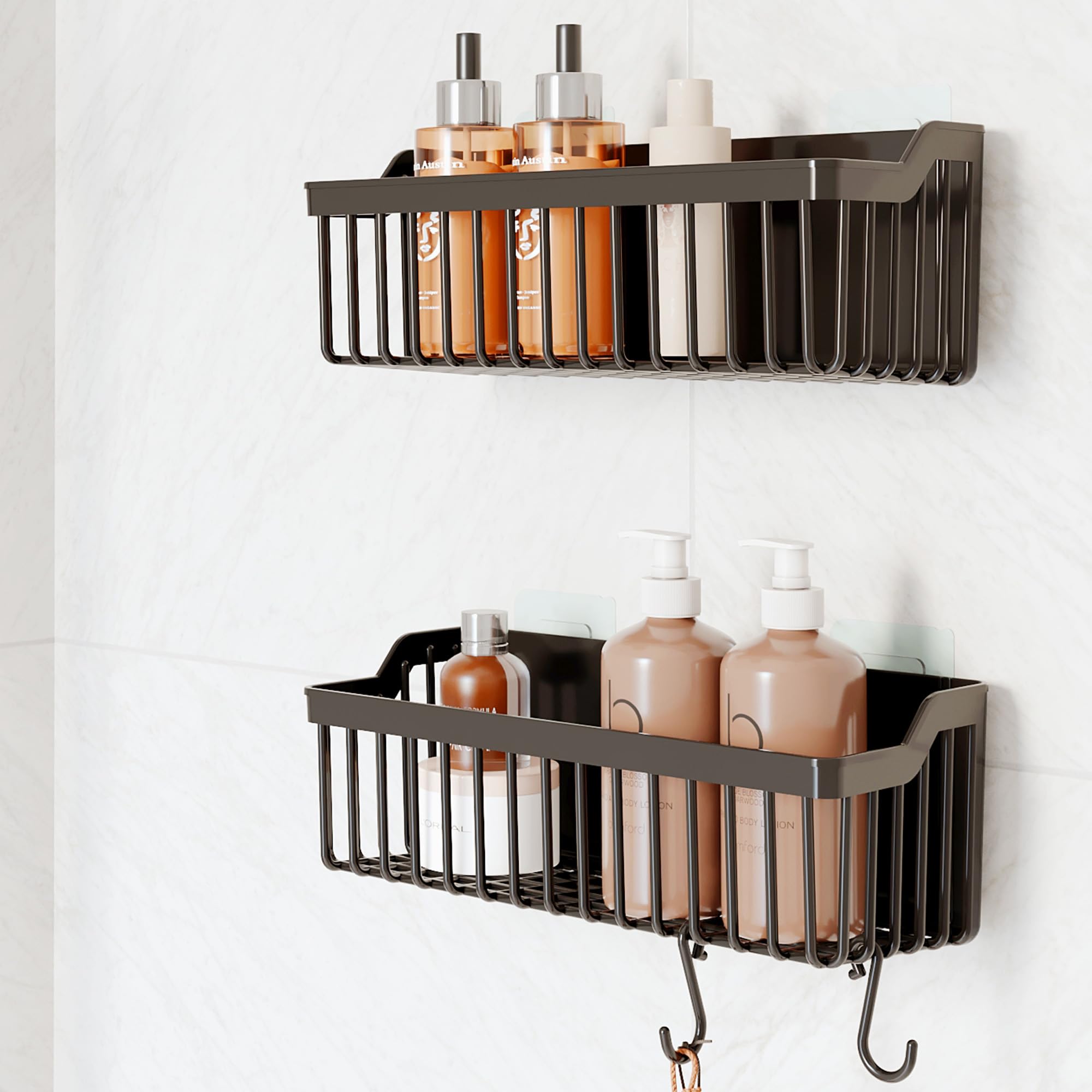 Banyor Yapışkanlı Banyo Rafı, 2'li Banyo Düzenleyici, Duş Rafı Organizer Şampuanlık, Duşakabin Rafı, Banyo Organizeri, Banyo Askısı Plastik