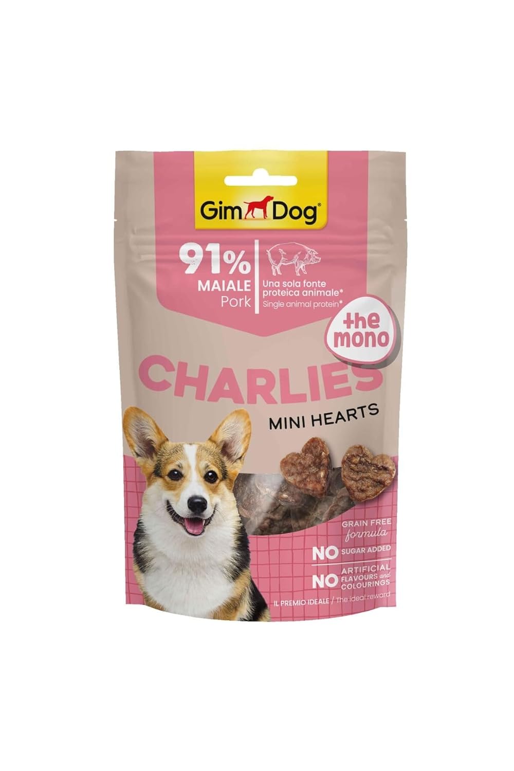 GimDog Köpek Ödül Charlies Mini Hearts Domuz 70 gr