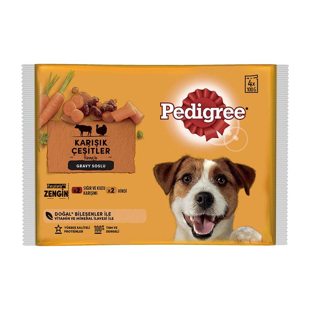 Pedigree Etli Seçenekleri 4'lü Poşet Paket Yaş Mama 400 Gram