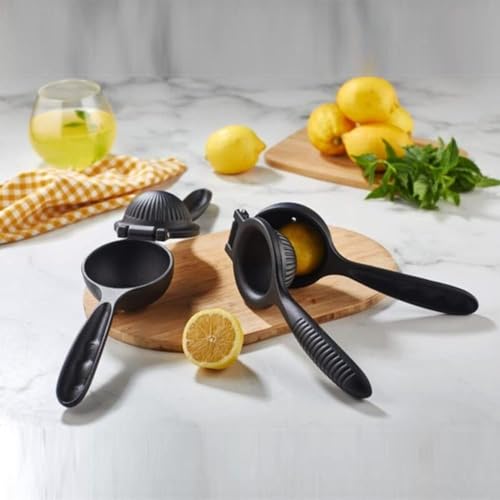 Orret Home Döküm Limon Sıkacağı Limon Presi Büyük Boy 24cm, Siyah Metal Limon Sıkacağı, Döküm Naranciye Sıkacağı
