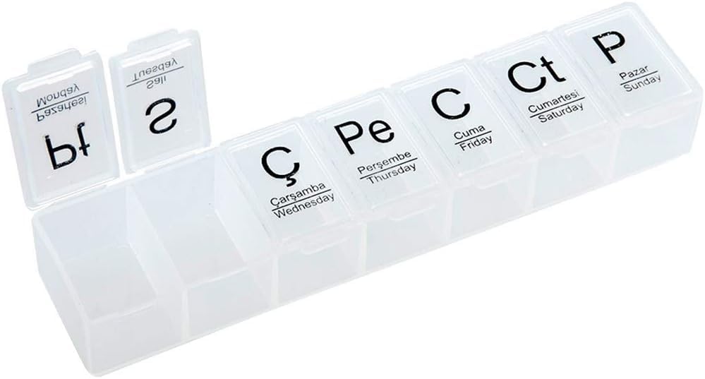 Orret Home Haftalık İlaç Saklama Kutusu, 7 Gün, Bölmeli İlaç Kutusu İlaç Organizeri Asorti