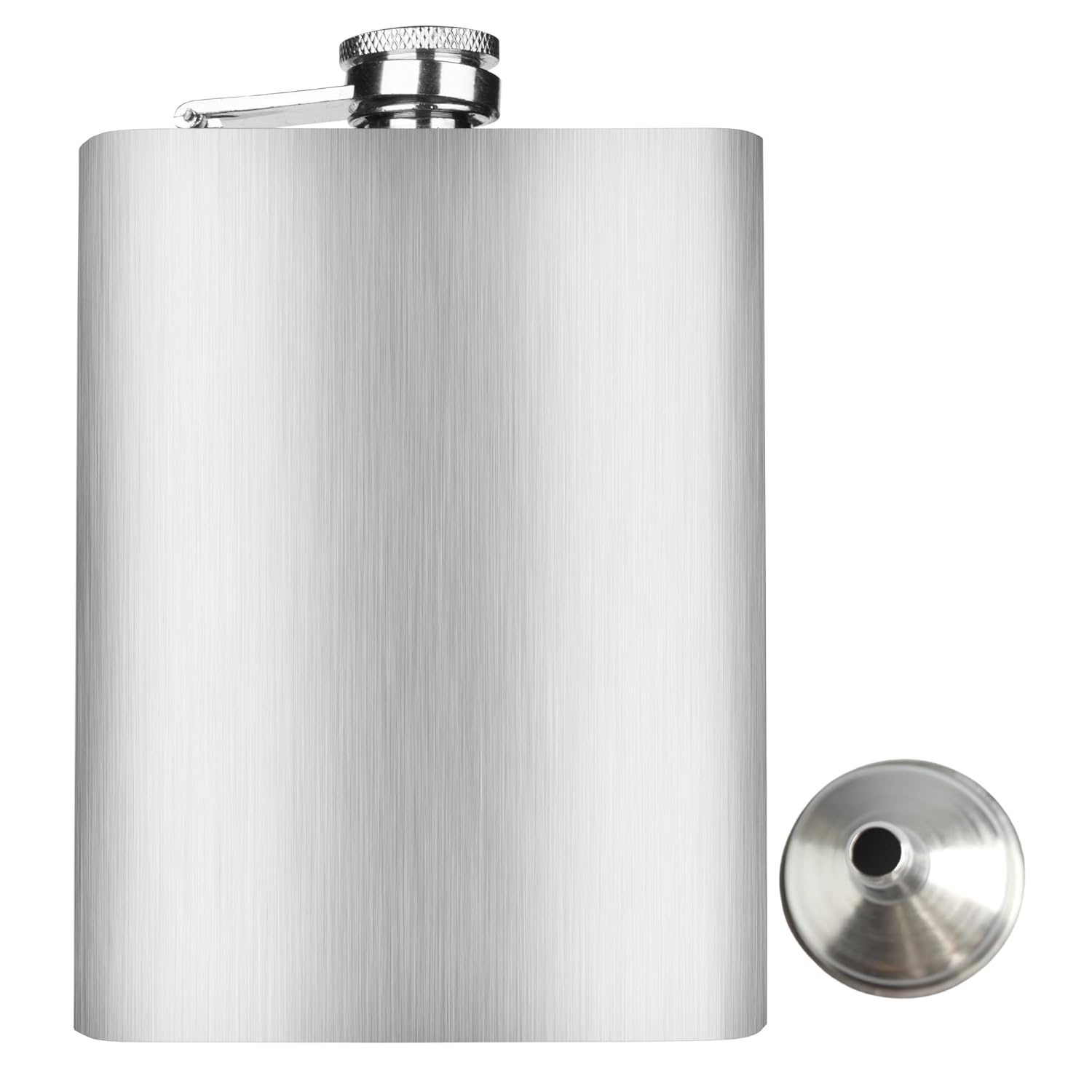 Perlotus 8 Oz 235 cc Cep Tipi Vidalı Kapak Çelik Konyak Viski İçki Matarası (Huni Dahil)