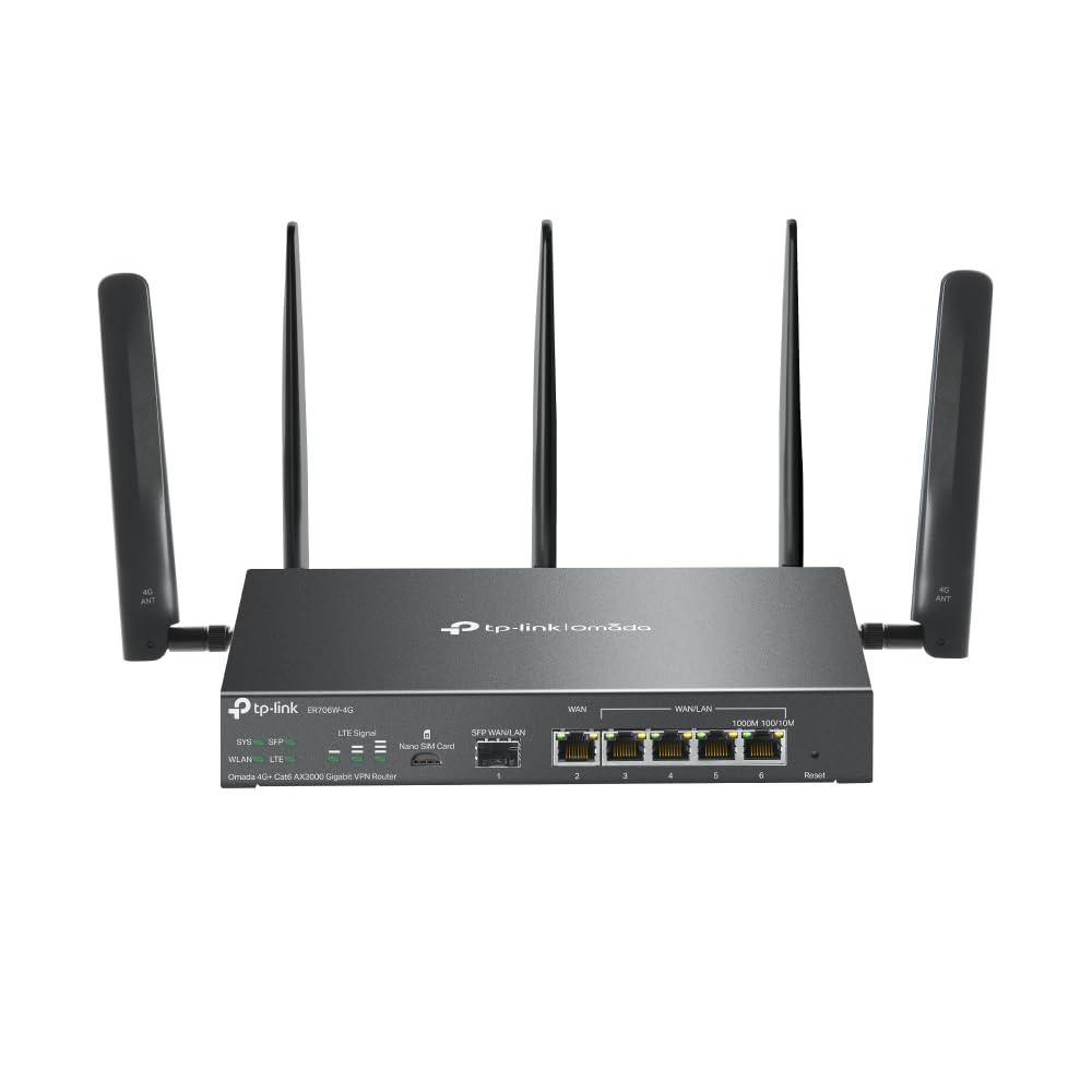 TP-Link ER706W-4G, Omada 4G+ Cat6 AX3000 Gigabit VPN Router