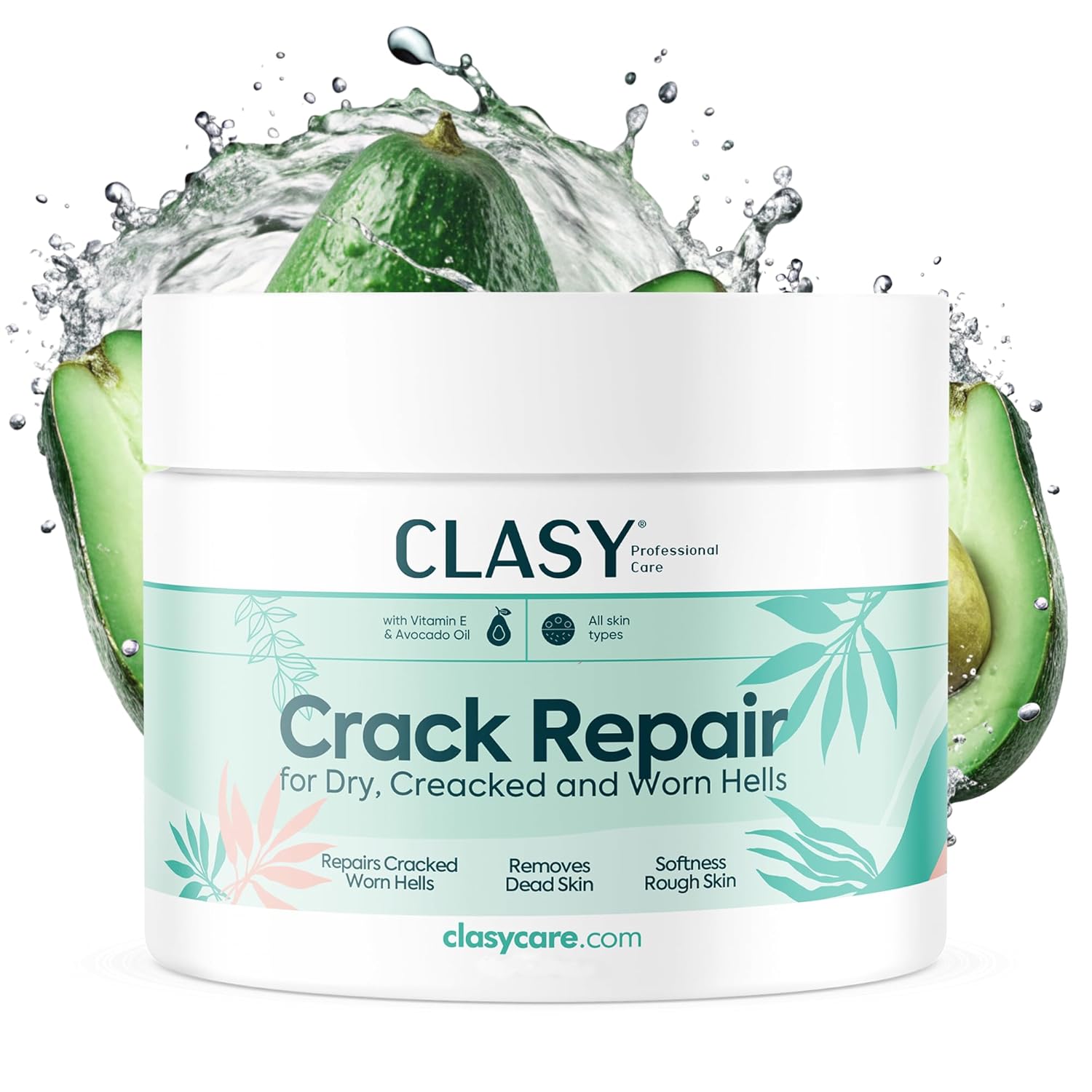 CLASYCARE Topuk Çatlağı Kremi – Kuru ve Çatlamış Topuklar için – E Vitamini ve Avokado Yağlı Topuk Kremi – Nasır, Sert ve Ölü Deriler için Nemlendirici Ayak Bakım Kremi – 100 ml