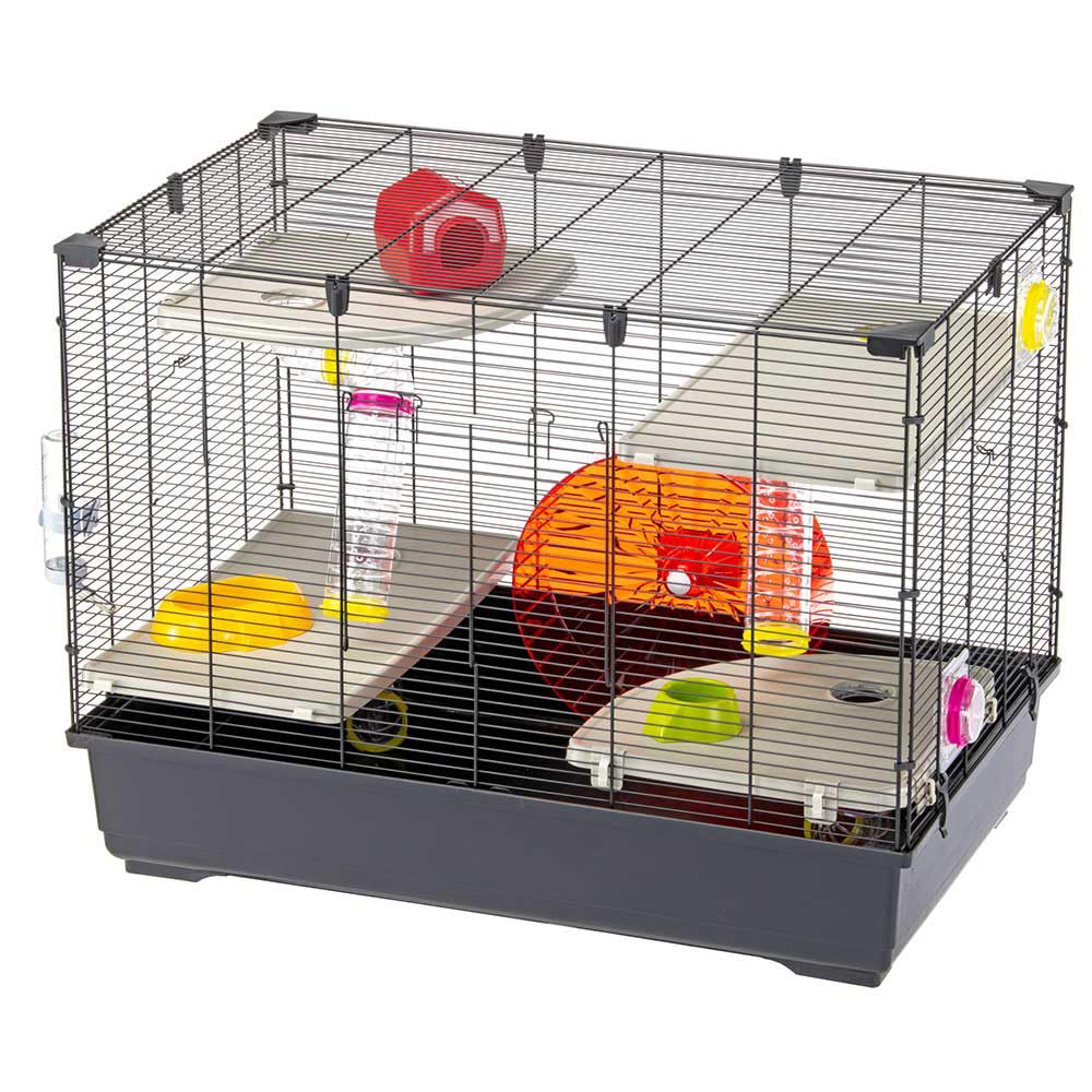Ferplast Hamster kafesi Village 80, 5 katlı küçük hayvan kafesi, hamster çarkı, şişe ve ev, hamster oyuncağı, tünel ve aksesuar, 82 x 51 x Y 62 cm, boyalı metal ve plastik