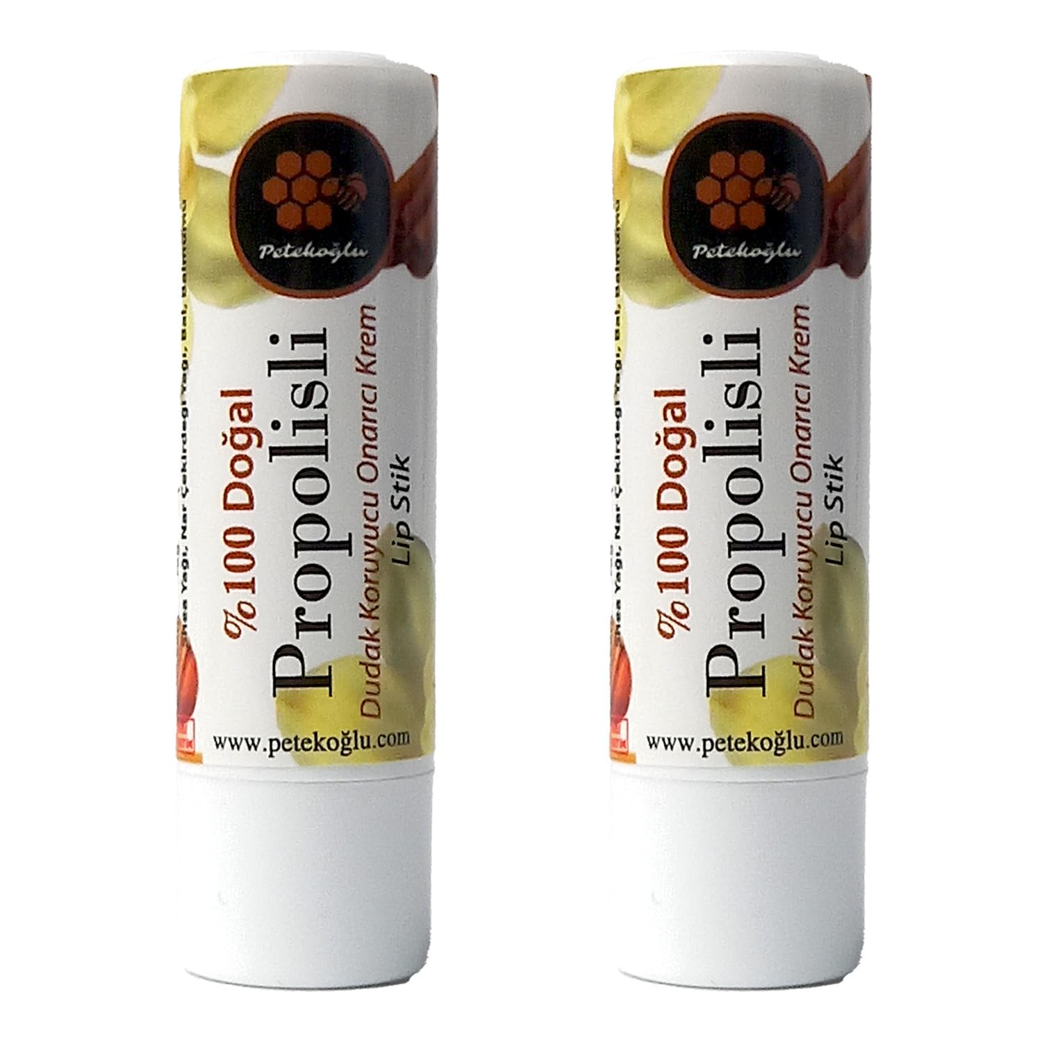 Petekoğlu (2 Adet) Dudak Kremi Propolis Bal Tarçın Sarı Kantaron Vanilya Shea Hindistan Cevizi Nar Çekirdeği Nemlendirici, Koruyucu Onarıcı