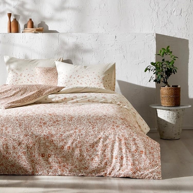 TAÇ Ginny Desenli Pamuk Nevresim Takımı, Kırmızı, Tek Kişilik