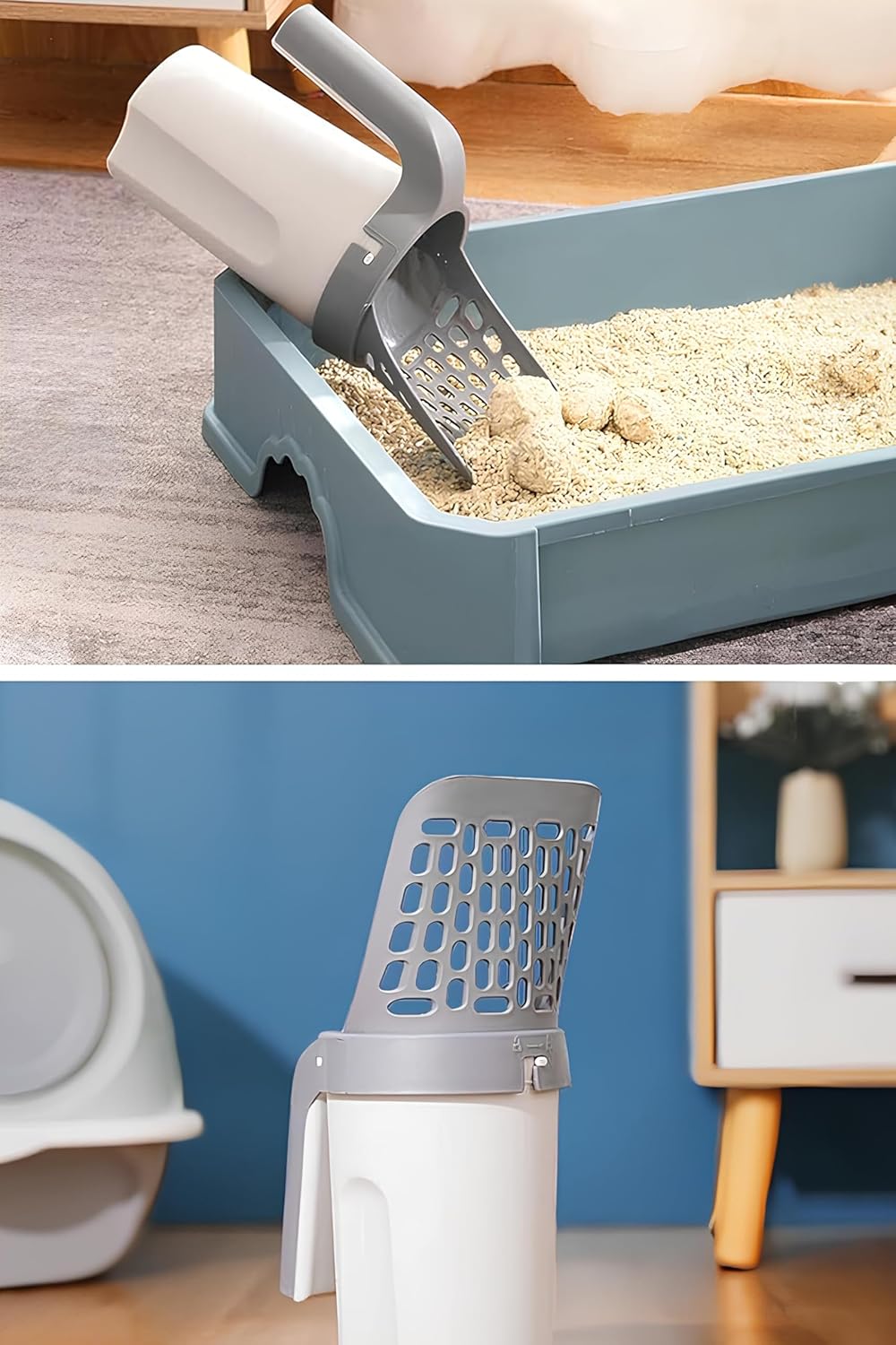 Mobee Elekli Poşet Hazneli Kedi Kum Temizleme Küreği Kaka Poşeti Hediyeli Kum Küreği